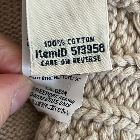 L.L. Bean Women's Double L Mixed-Cable Funnelneck Sweater Oatmeal Heather Small - Picture 6 of 9